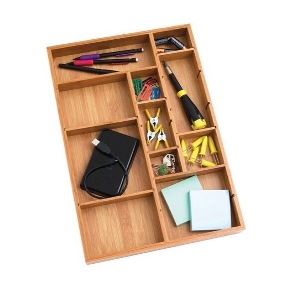 Bamboo Drawer Organizer Up to 11 Compartments - Set of 2 (Bx 6) - Picture 6 of 9